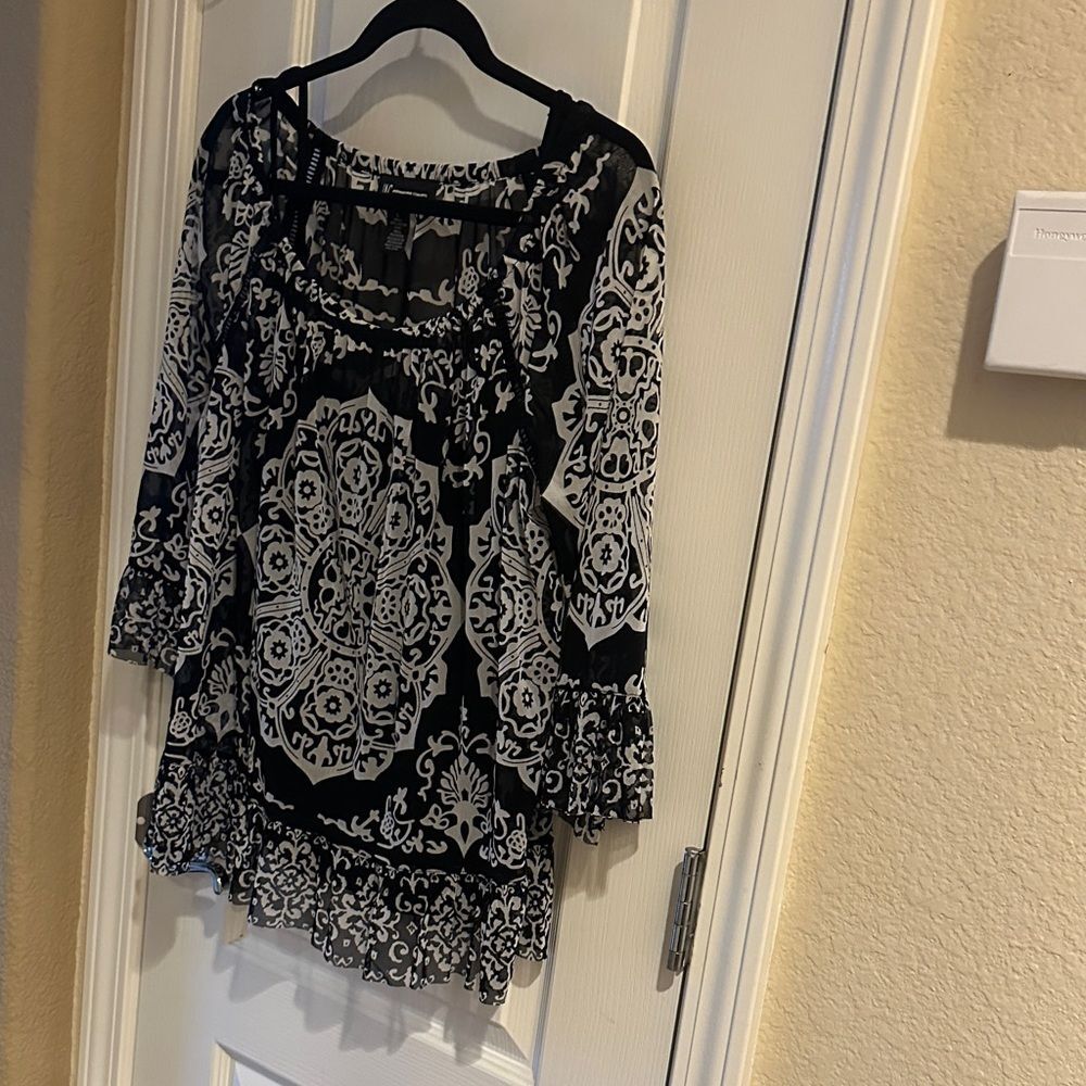 INC Elegant Black and White Women's Top